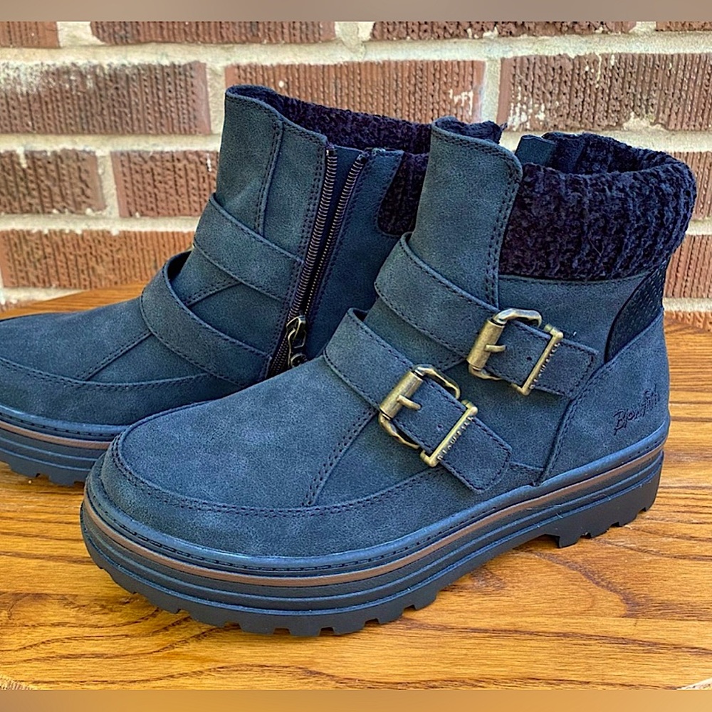 Blowfish Malibu Black Raven buckle booties Size 7 1/2 NWOT